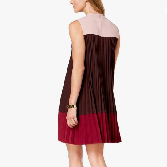 Alfani Berry Shimmer color block pleated swing dress NWT 8 - Picture 5 of 7